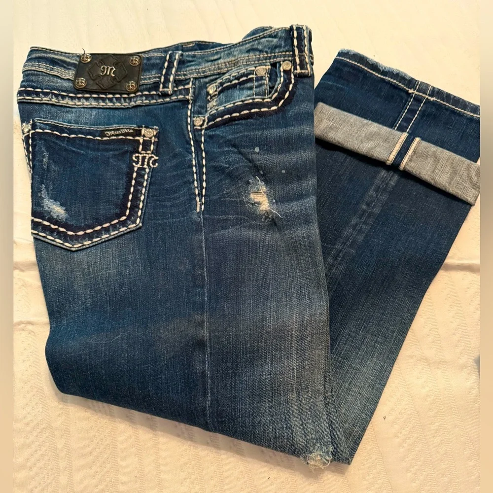 Miss Me Blue Distressed Ankle Jeans